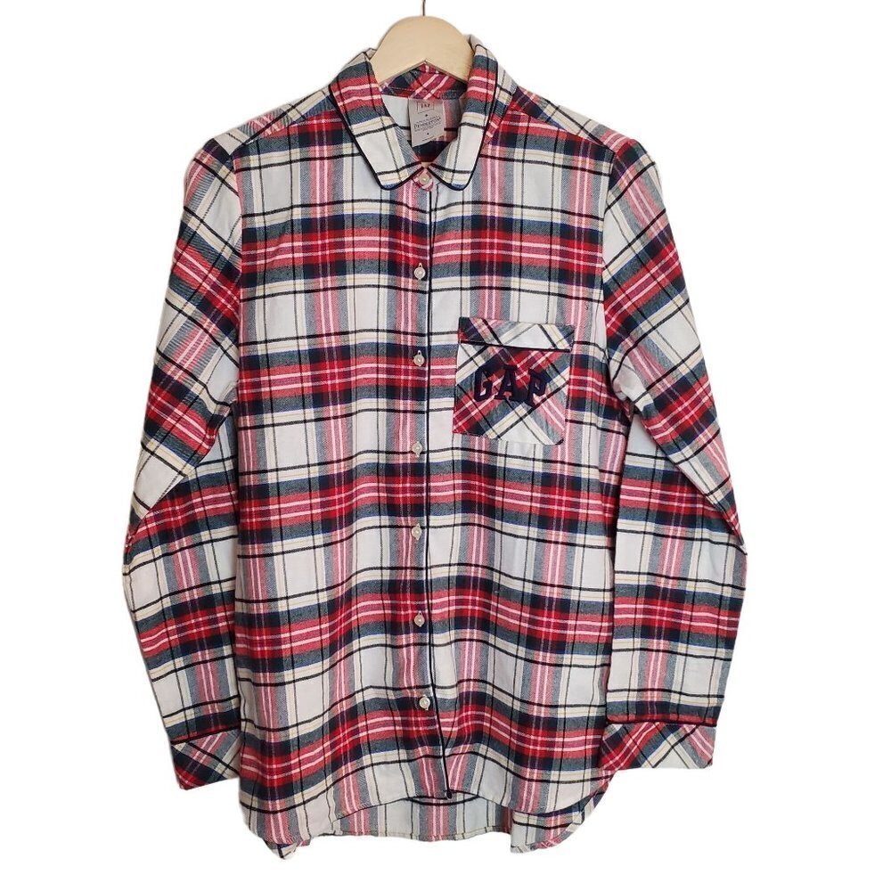 Gap S Flannel Pajama Shirt Pendleton Plaid Tartan Red Green Holiday Button up PJ